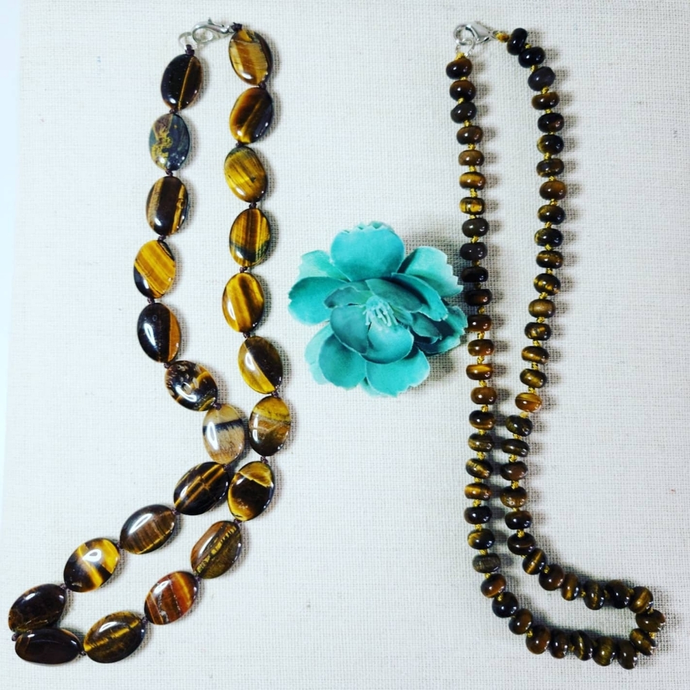 Tiger Eye Necklaces/Flat oval and